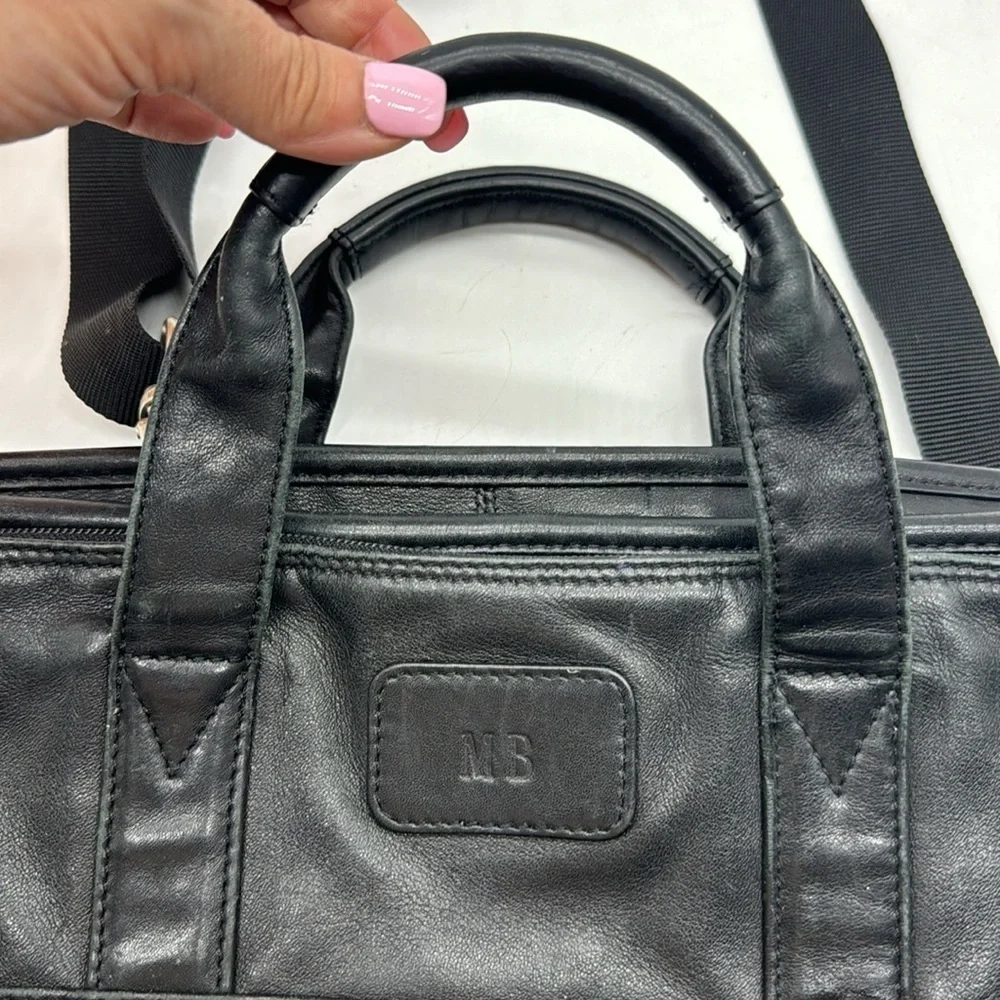 Tumi Black Super Soft Leather Briefcase BP6641B